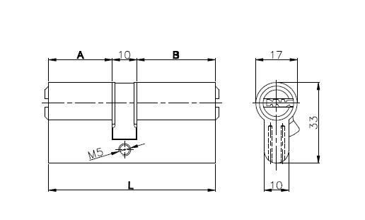 Цилиндровый механизм 164 OBS SNE/90 (30+10+50) mm латунь 5 кл. 