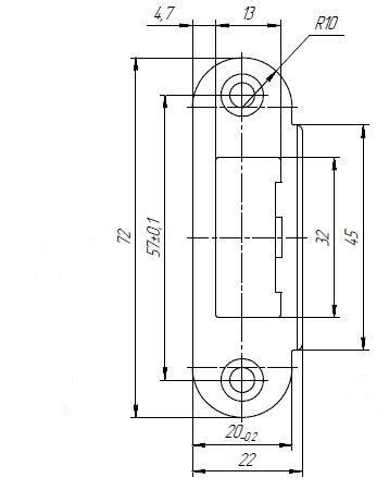 Ответная планка SP-R72/R20 SN для дверей с четвертью тех. упаковка 