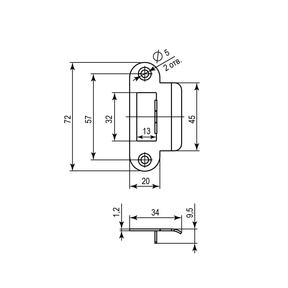 Ответная планка STRP-М29.02.03 штамп (коробка 60 шт) 