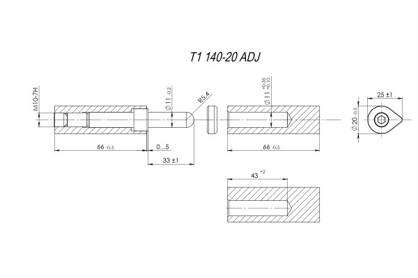 Петля приварная D20x140 ADJ регулируемая 