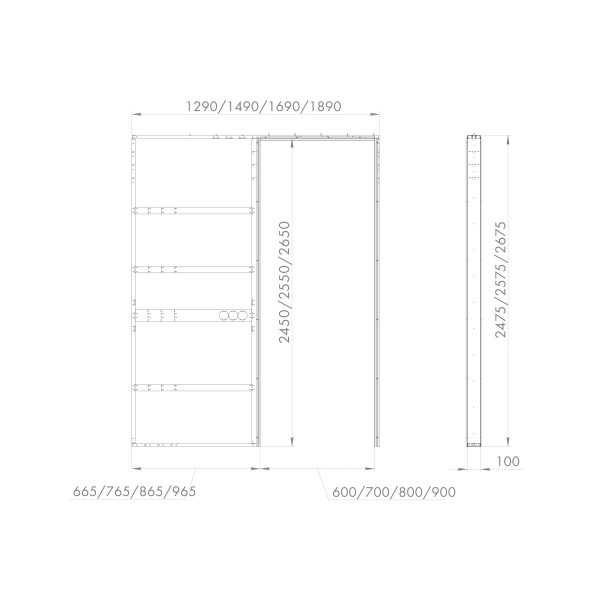 Пенал для скрытой раздвижной системы SLD.Comfort-PENAL caseta  900/2600 