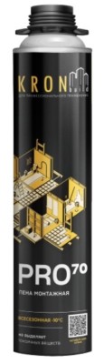 Пена монтажная профессиональная KRONbuild PRO 70, всесезонная 