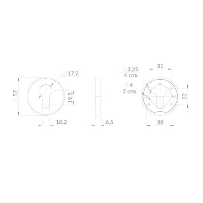 Накладка под цилиндр ET.R.EST.R52 SSC-16 сатинированный хром 