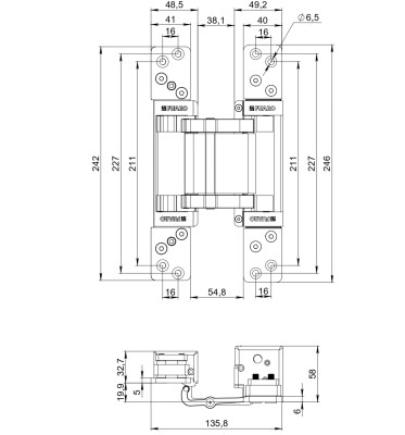 Петля скрытой установки HH-180-200 (200 кг на 2 петли, 180 угол открывания) BL (черная)