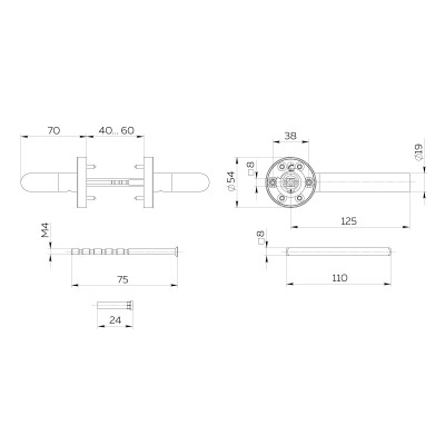Ручка раздельная R.DSS201-0201/19 (DSS-0201/19) INOX 201 BL-24 черный