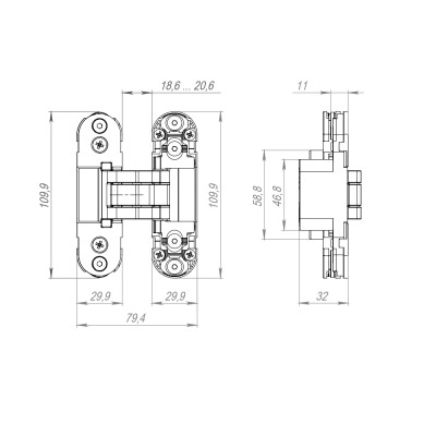 Петля скрытой установки LM/U3D2000.TG BL/FSG флор. золото