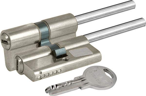 Цилиндровый механизм под вертушку (дл.шток) 164 SX/76 (40+10+26) mm никель 5 кл. 