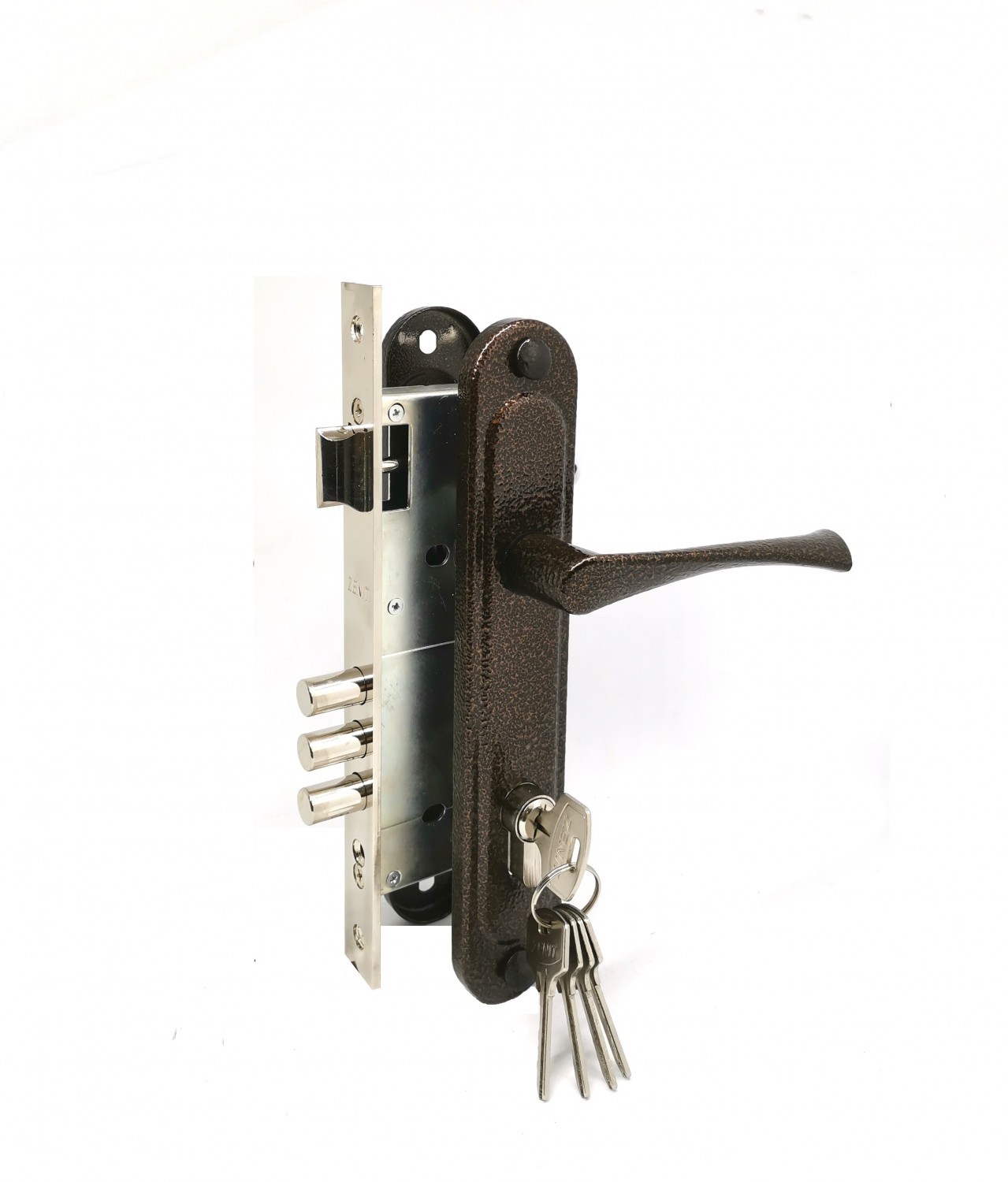 устройство врезного замка с защелкой и ручкой входной двери волмет