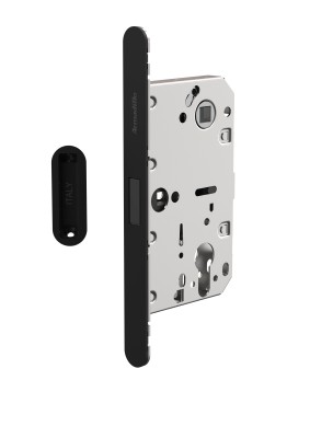 Замок межкомнатный магнитный под цилиндр с ответной планкой GRAVITY.PRO G02.196.50.85 BL черный