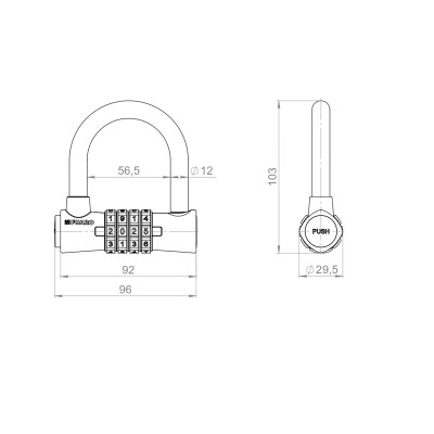 Замок навесной PL-WEATHER-CODE перекод. /подвес