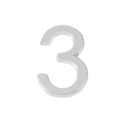 Цифра "3" самоклеящаяся ABS (50х37) (FUARO) CP хром