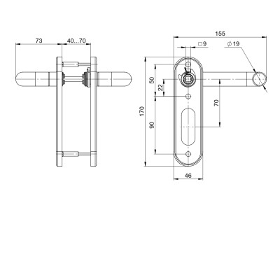 Ручка дверная FP.DH172.0433 W/CYL HOLE SS 201 (9x140) без отверстий под ЦМ